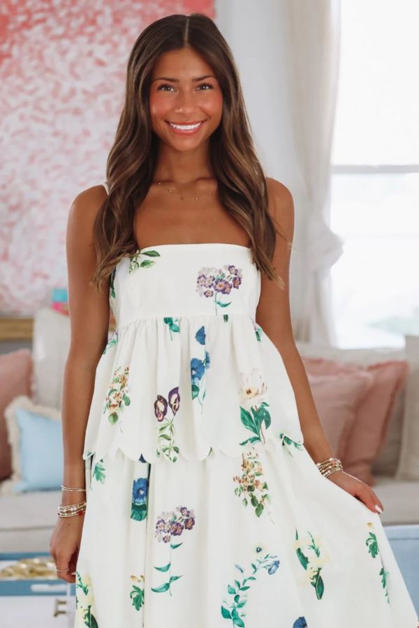 Palm Paradise Top - Ivory, Green and Purple Palm Paradise Top - Ivory, Green and Purple